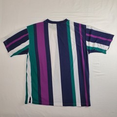 Knights of Round Table Blue Purple Green White Striped VTG Medium TShirt Shirt