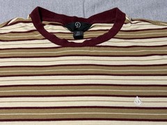 VOLCOM – Men’s T-shirt SIZE L – LARGE – Yellow / Red – Striped – True to This