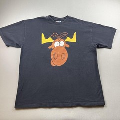 Vintage Rocky Bullwinkle T-Shirt Mens XL Black Taco Bell Lovers Cartoon USA 90s