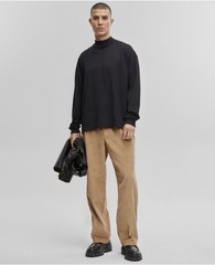 Mode of One Mens Long Sleeve Oversized Fit Tshirt in Deep Black XXL