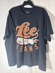 Lee Jeans Men’s Black Graphic Logo Crew Neck Short Sleeve T-Shirt Size XL