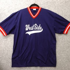 Vintage West Side T Shirt Mens XL Blue 18 Baseball Ringer 80s 90s USA Made GATOR