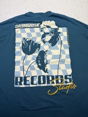 ASOS DESIGN Sunrise Records Studio Graphic Blue T-Shirt Crew Neck Size XL