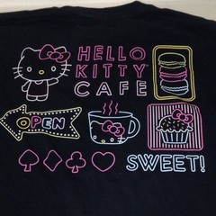 Sanrio Hello Kitty Cafe Men’s Black Graphic Print Crew Neck Tee Shirt M
