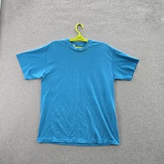 VINTAGE Hanes Men Shirt L Blue Heavyweight 50/50 Single Stitch 90s USA