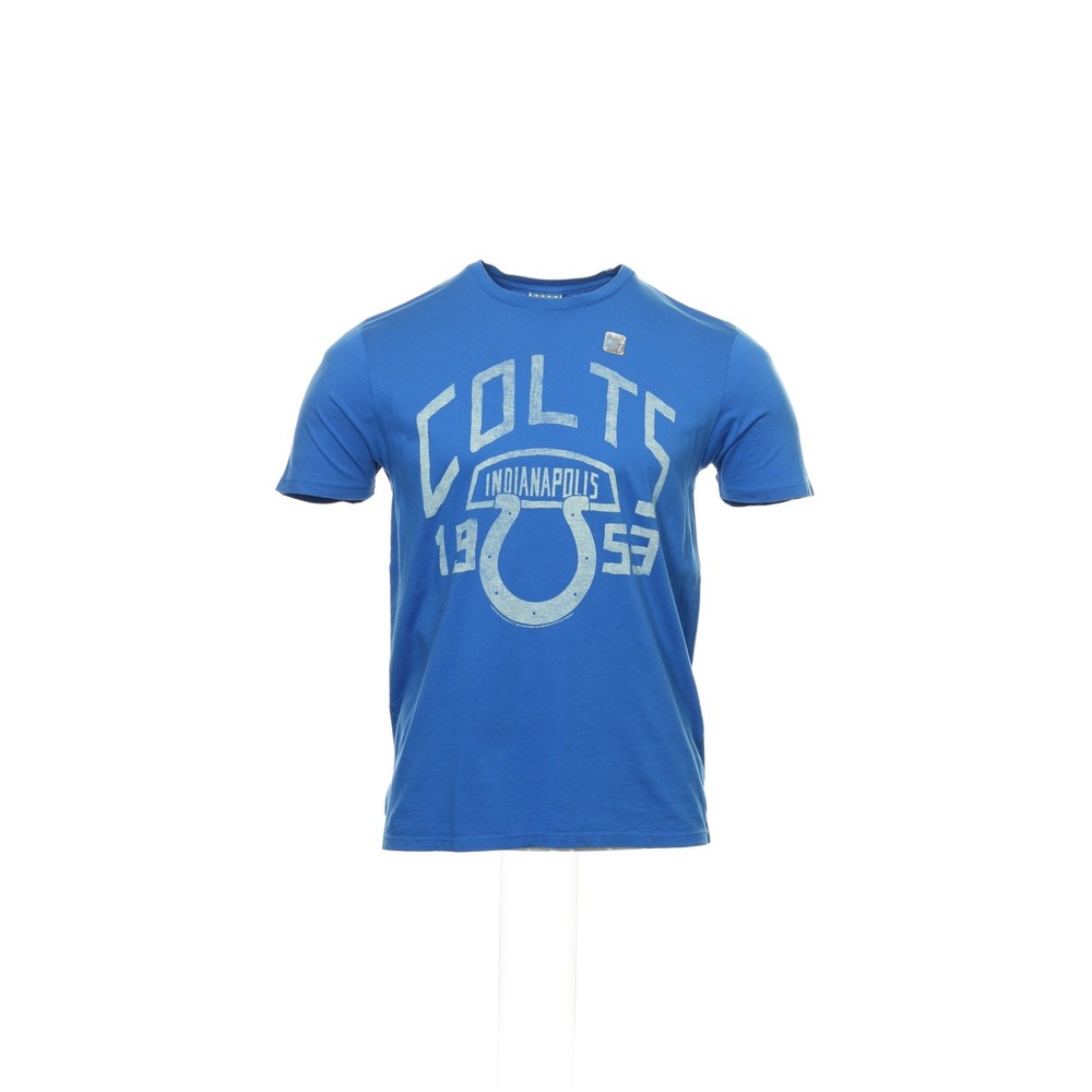 Junk Food Mens Crew Neck T-Shirt Blue 100% Cotton Solid Graphic Indianapolis Col