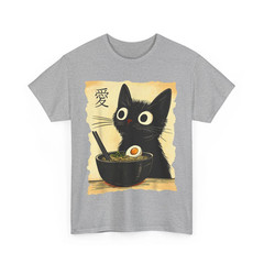 Funny Cat Ramen Graphic Tee Japanese Kawaii Anime Cat T-Shirt, Gift For People