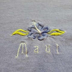 Vintage 90s Oneita Color Wear Mens Large T-Shirt Purple Embroidered MAUI, Cotton