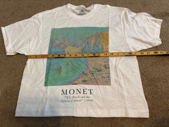 Monet The Beach and Falaise d’Amont 1889 Painting Shirt White Medium Cropped NEW