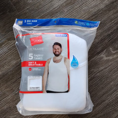 5 White Big Man 3XB 54-56 Inch A-Shirt Tanks Fruit Of The Loom 3TG 3EG 137-142CM