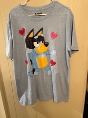 Unisex 2XL BLUEY Bandit Bingo Family Hearts Shirt Heart