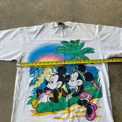 Vtg 90s Disney Mickey Mouse Sunset Double Sided Big Print Tshirt Single Stitch