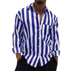 Men’s Stripes Shirt Casual Slim Shirts Long Sleeve Button Down Tops Blouse