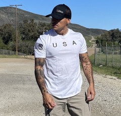 USA Flag Men T Shirt American Tee Patriotic Gym 100% Cotton S – XXL