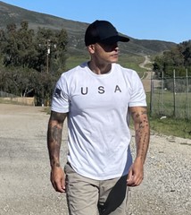 USA Flag Men T Shirt American Tee Patriotic Gym 100% Cotton S – XXL