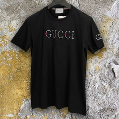 Gucci Colorful Logo Gucci Embroidery Black T-shirt- Size 2XL – paid tariff USA