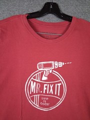 Life Is Good Mens Shirt 2XL Red Mr Fix It Weekend Crew Crusher Casual Dad
