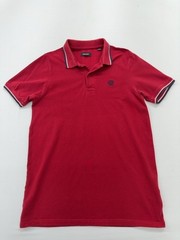 JACK & JONES Men Red Polo Shirt Size M Button Placket Contrast Collar Cuffs