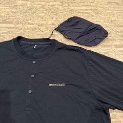 Montbell Wickron Travel Knit Shirt Men’s Medium Crew Navy Pocket Pouch