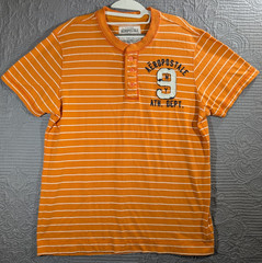 Aeropostale Shirt Men’s Bright Orange Stripe Sz XL TG Embroidered 100% Cotton