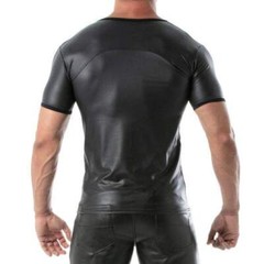 TOF PARIS Fetish T-Shirt Faux Leather Stretch Shirt Black 44