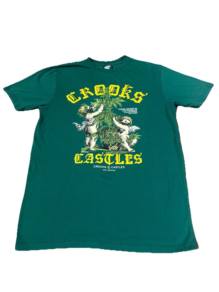 Crooks & Castles Cherub Angel Bud Bandana Graphic Tee T Shirt Streetwear Men SM