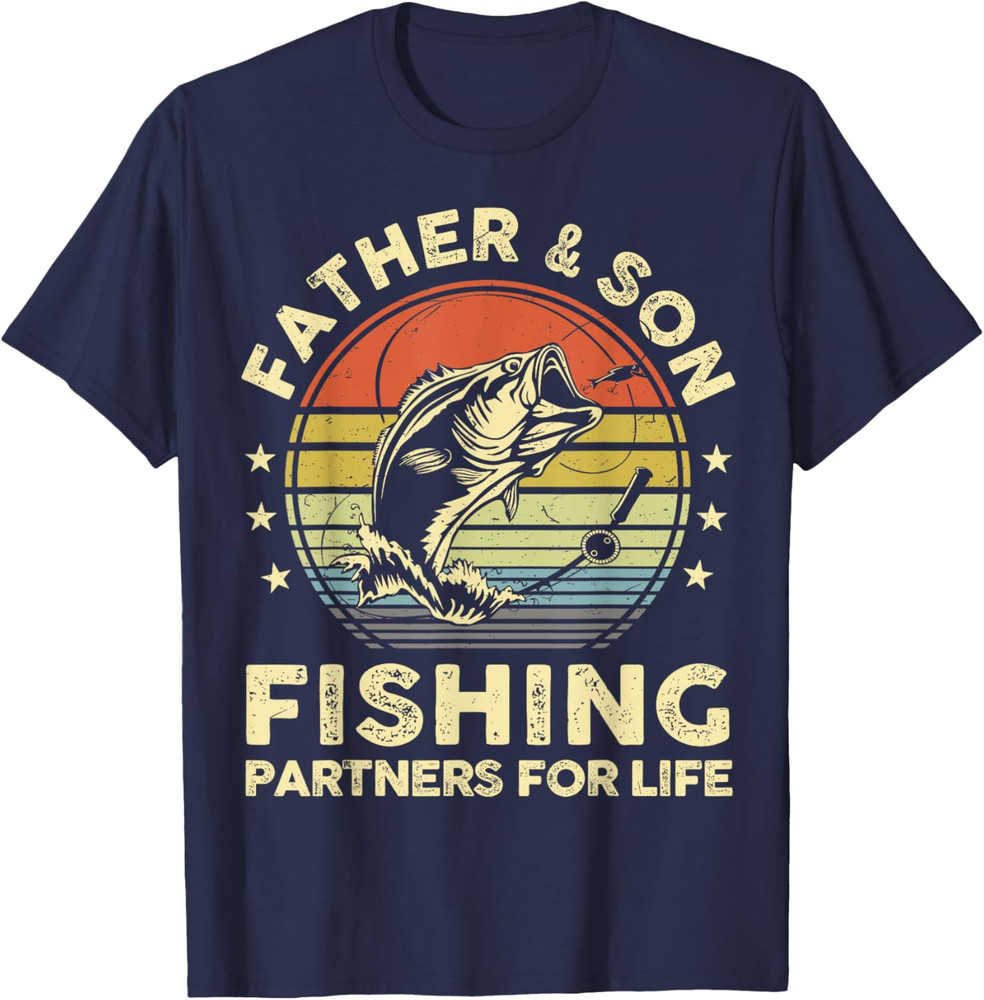 Father Son Matching Fishing Funny Bass Fish Dad Graphic T Shirt