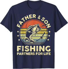 Father Son Matching Fishing Funny Bass Fish Dad Graphic T Shirt