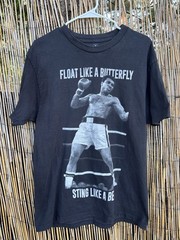 ALI Muhammad Ali Float Like a Butterfly Men’s Black Cotton T-Shirt Size L