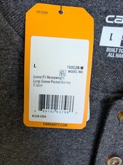 NWT Carhartt Pocket Henley T-Shirt Mens Large Dark Gray Loose Fit Heavyweight