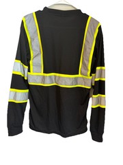 Men’s golden elephant long sleeve black reflective pocket T-shirt size S (341)