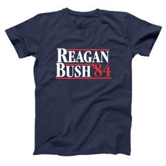 Reagan Bush 84 Ronald George Repulican Election Navy Basic Men’s T-Shirt