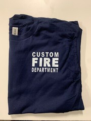 Custom Name Fire Dept T-shirt. Personalized. White Print