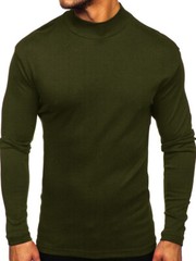 Zonbailon men’s t-shirt high collar solid color warm bottomed shirt long sleeve