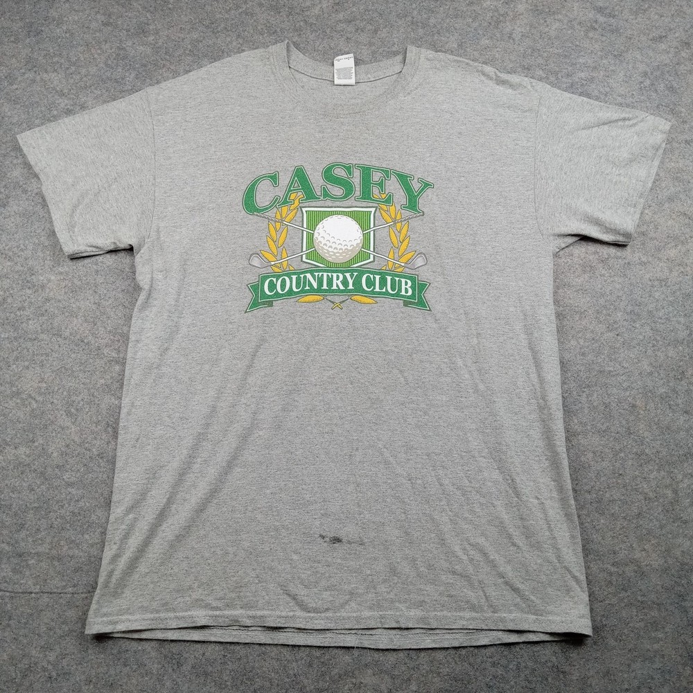Casey Country Club Shirt Mens Large Gray Golf Graphic Tee T-Shirt Short Sleeve