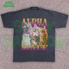 Alpha Male Kitten Meme Mens Tee, Retro Unicorn Cat Shirt, Sarcastic Cat Dad Gift