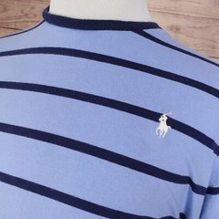 POLO RALPH LAUREN CUSTOM SLIM FIT BLUE STRIPED SHORT SLEEVE TSHIRT SZ XL **READ