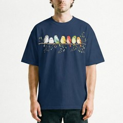 Cute Colorful Birds Branch T-Shirt Adorable Bird Family Tee