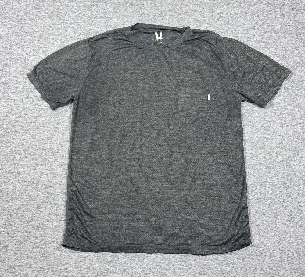 Vuori T-Shirt Mens Size XL Gray Crew Neck Tee Chest Pocket Breathable Active