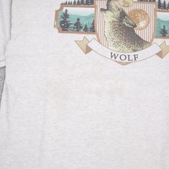 VTG 90s Wolf Animals Nature Outdoors Large Gray Short Sleeve T-Shirt