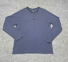 Patagonia Men’s M Blue Striped Long Sleeve Henley T-Shirt Casual Outdoor Top