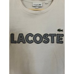 Lacoste T-shirt Men’s US M White Houndstooth Graphic Spell-Out Croc Applique