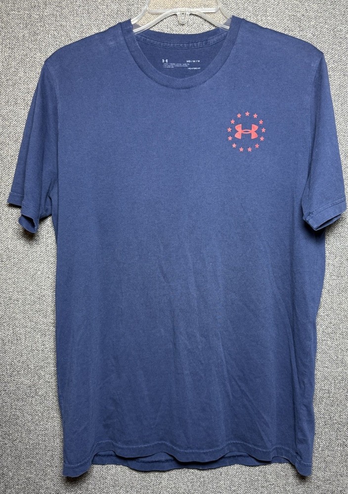 UNDER ARMOUR HeatGear Men’s Freedom T-Shirt Medium Navy Red