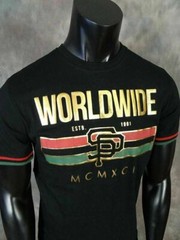 Mens Southpole T-Shirt Worldwide Raised Gold Foil Prints Black Red or White
