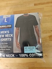 L / LARGE – BLACK – 6 PACK – Kirkland Signature Men’s Crew Neck Cotton Shirts