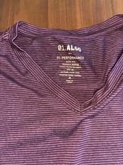 01.Algo Men’s M T-Shirt set of 2 stripe V-neck UPF 40+ Performance Recycle