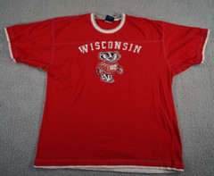 Vintage University of Wisconsin T Shirt Mens XL Red Double Sided Lined Badgers