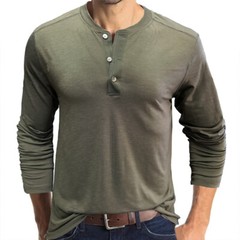 Zonbailon men’s simple Breathable T-shirt solid color bottomed Long Sleeve shirt