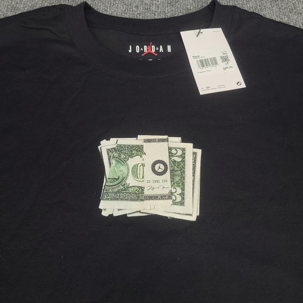 Jordan Shirt Mens 2XL Black AJ3 Pure Money Cash Jumpman Nike Air Cotton Tee
