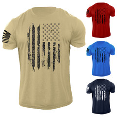 Men’s Distressed USA Flag T Shirt American Patriotic 100% Cotton Tee
